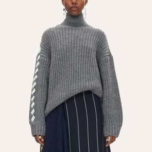 STINE GOYA Gray Turtleneck Stine Goya Sugsi Fisherman Rib Knit Sweater | S